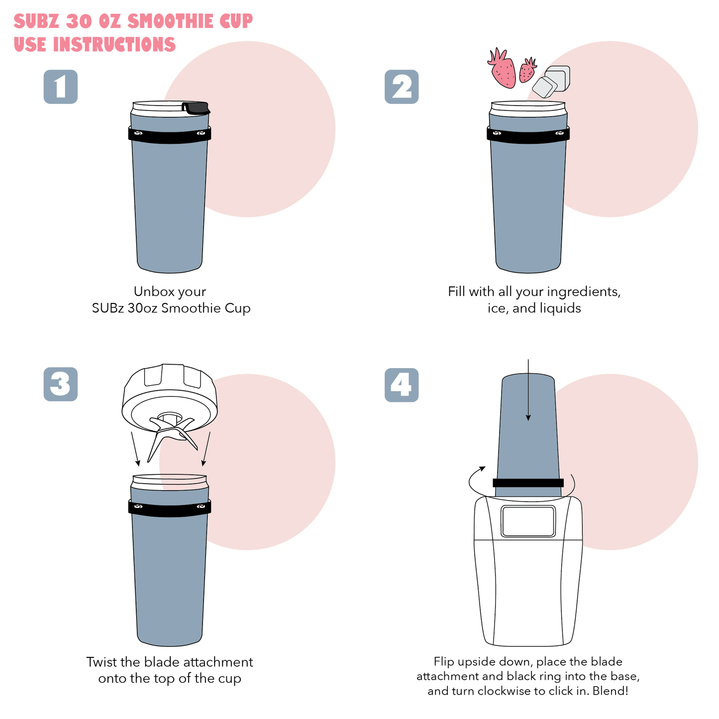 SUBz 30oz Blender To-Go Cold Cup for Ninja